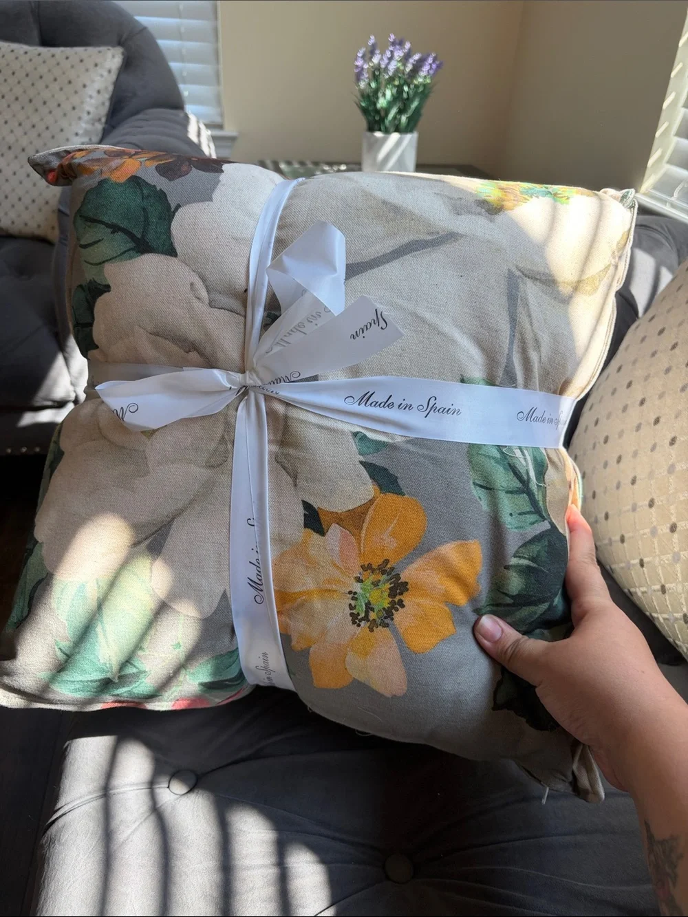Floral Decorative Pillow Set - Yellow & Green